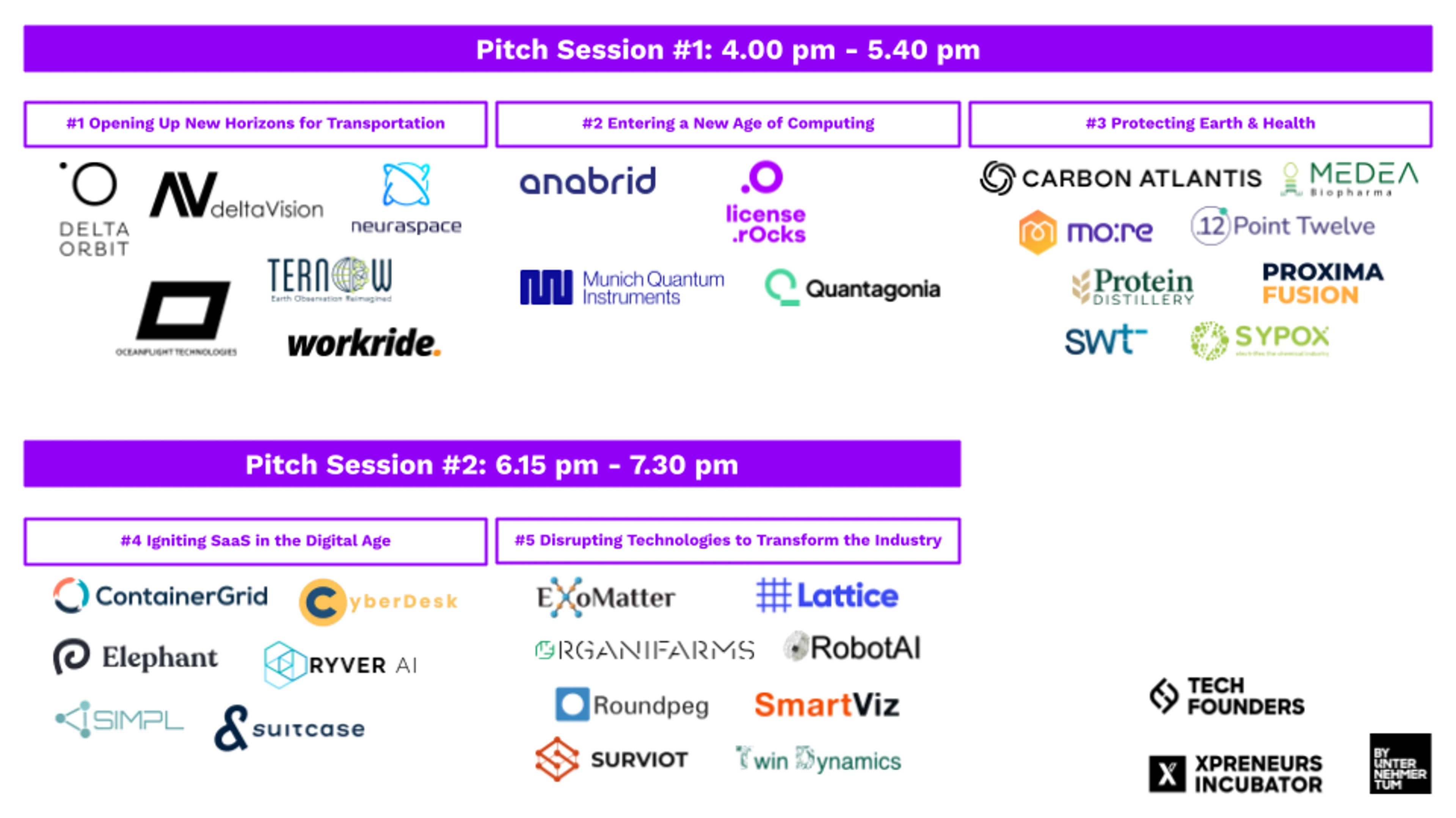 Demo Day 2023 Start up Cluster Overview Logos