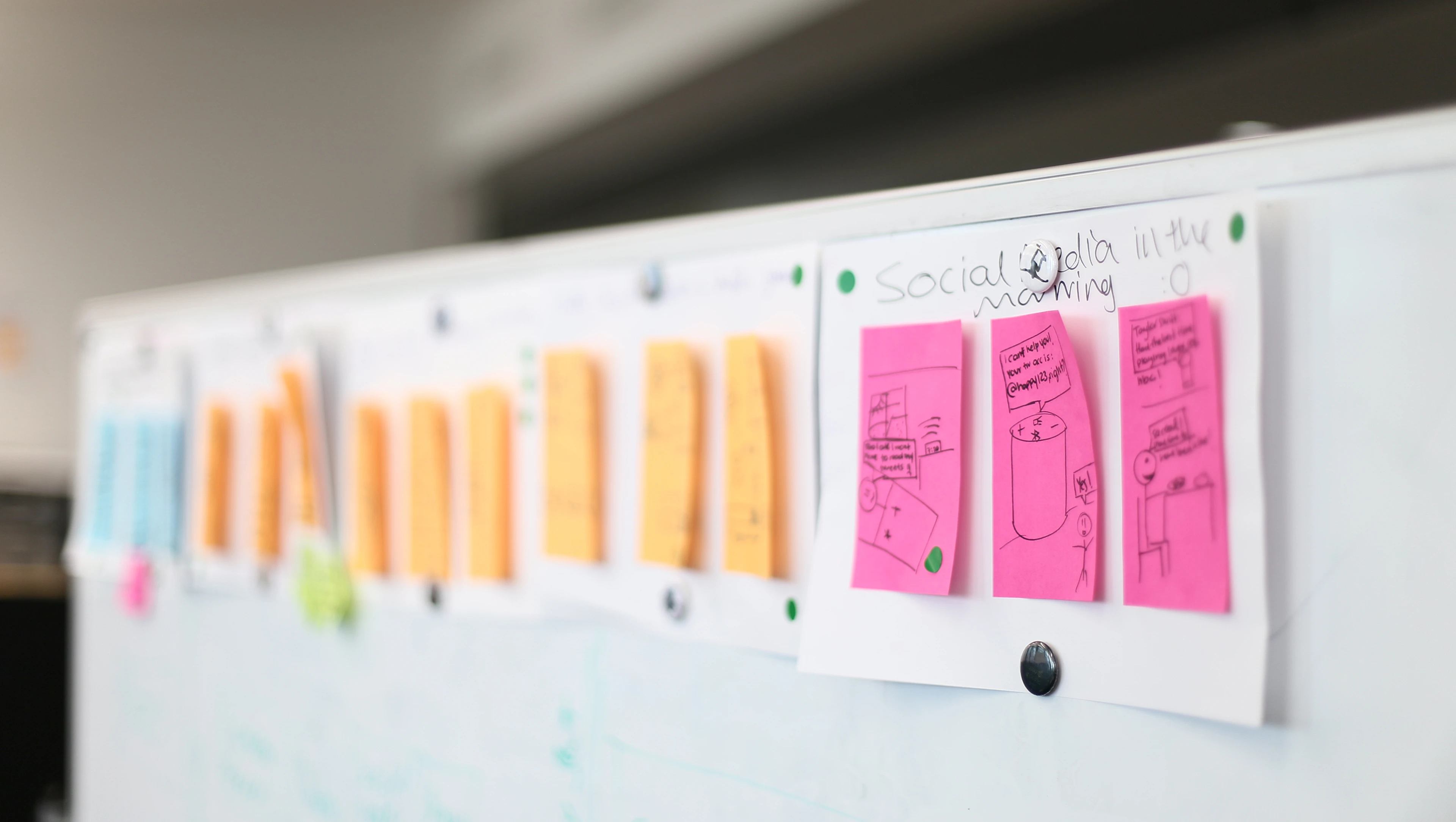 Photo of a whiteboard with sticky notes